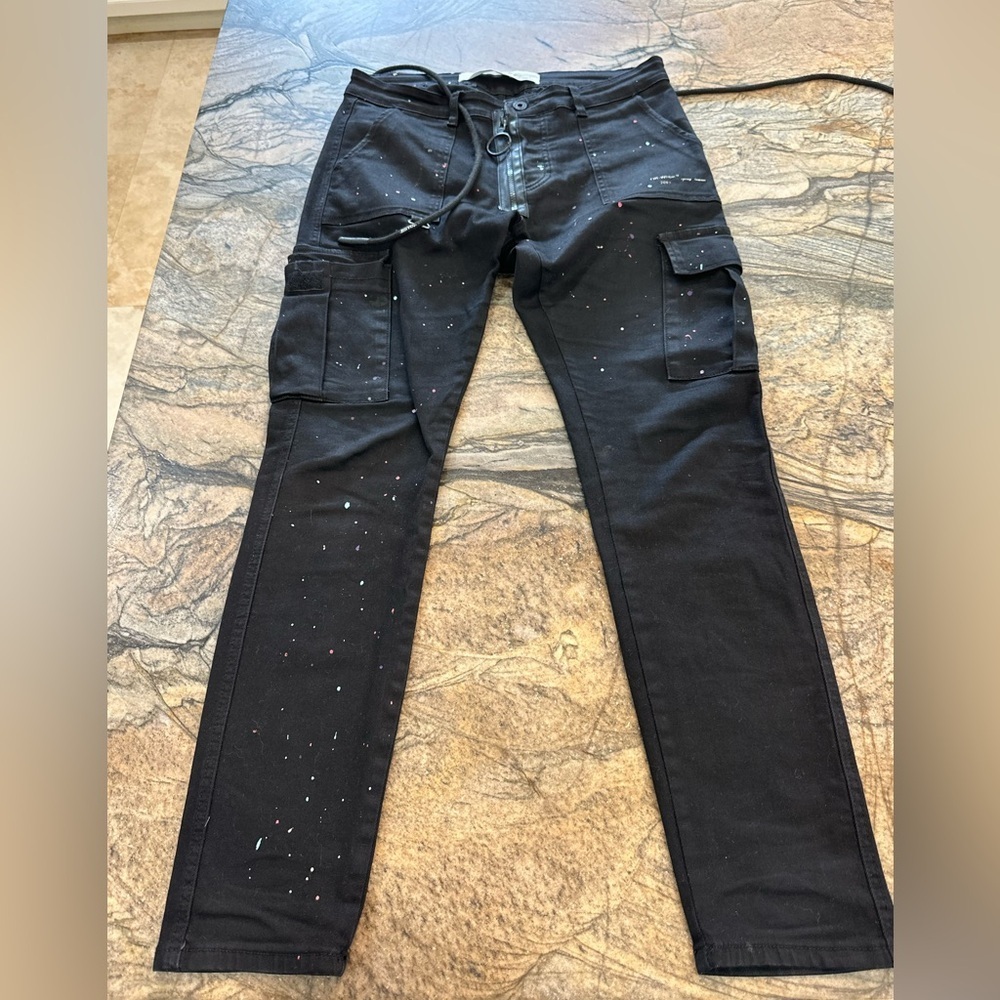 OFF-WHITE Hybrid Carpenter Denim Pants Paint Splatter Jeans (M3)